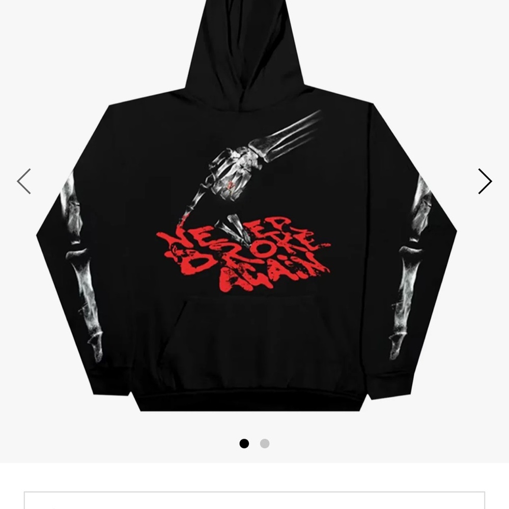 VLone Bones Black Hoodie with Red Graphic